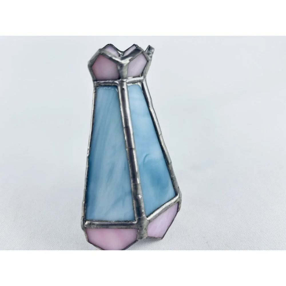 Vintage Stained Glass Pink Blue Night Light Small Fixture‎ Pendant Lamp Shade